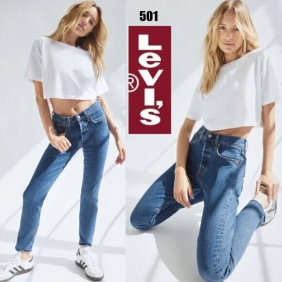 Levi's 501 Blue High Rise Skinny JEANS​​​ - Picture 1 of 15
